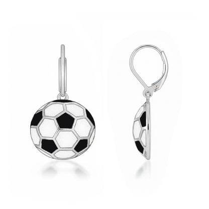 Soccer - Soccer Leaver back Earrings with enamel detailing