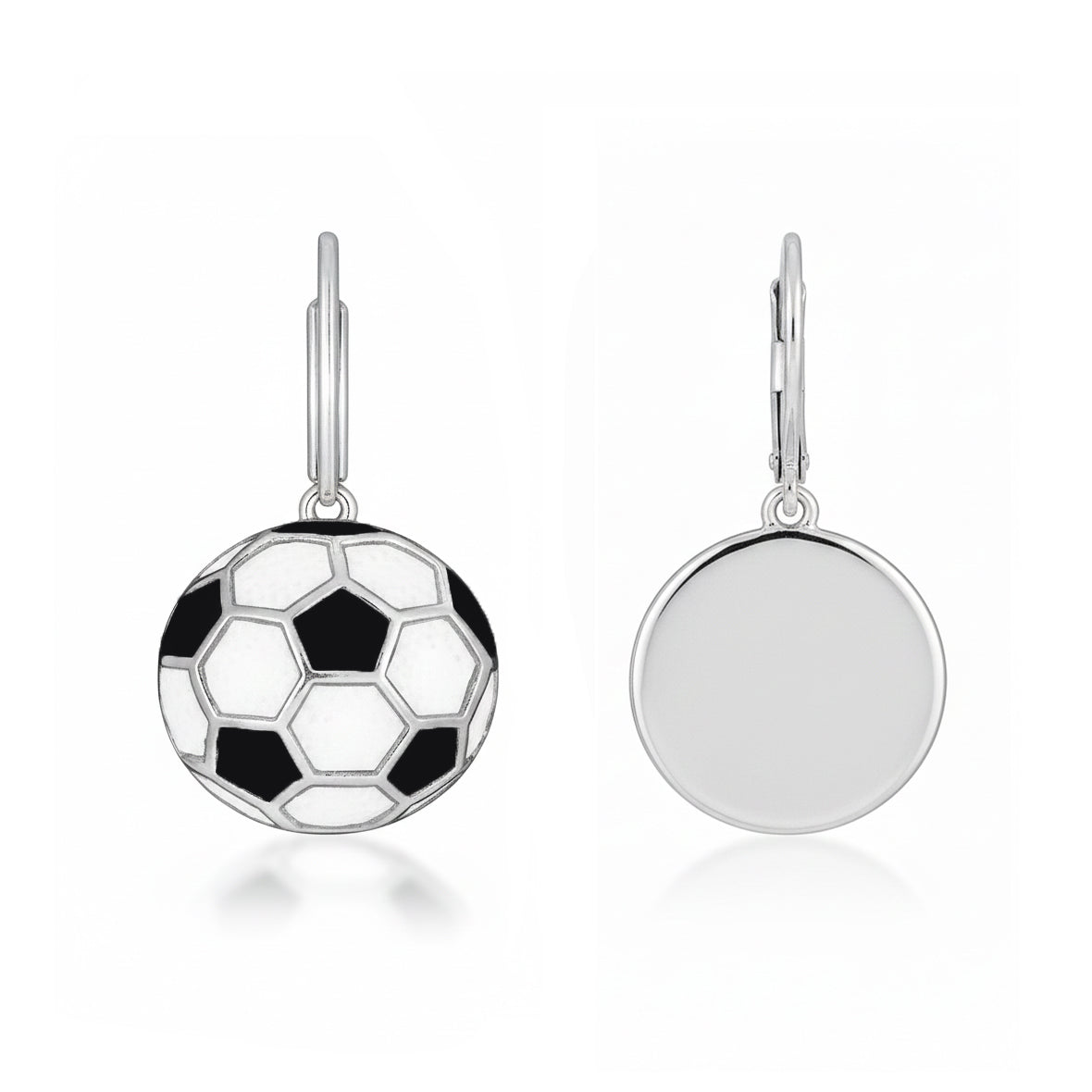 Soccer - Soccer Leaver back Earrings with enamel detailing