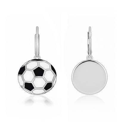 Soccer - Soccer Leaver back Earrings with enamel detailing