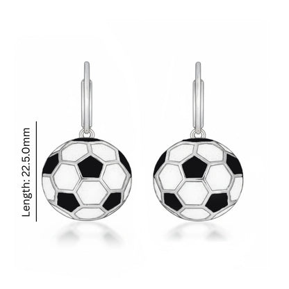 Soccer - Soccer Leaver back Earrings with enamel detailing