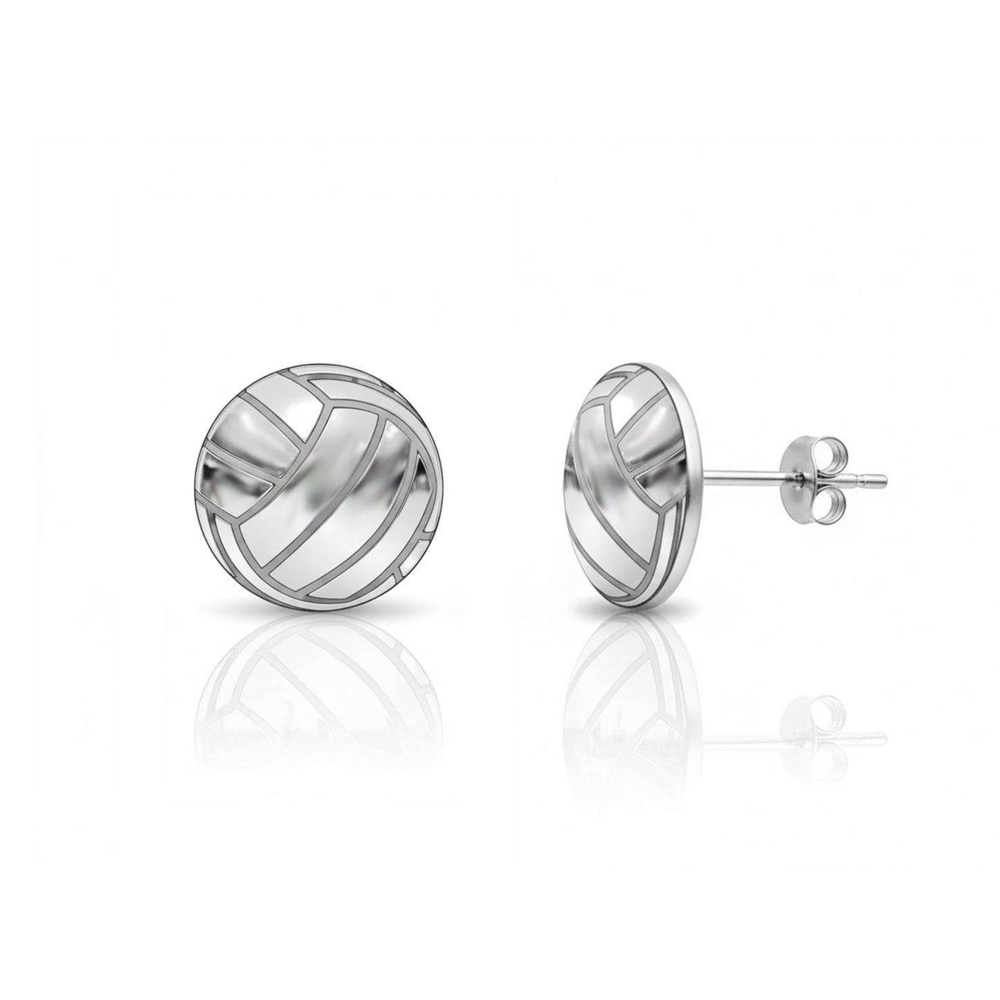 Volleyball - Volleyball Stud Earrings With Oxidized Detailing