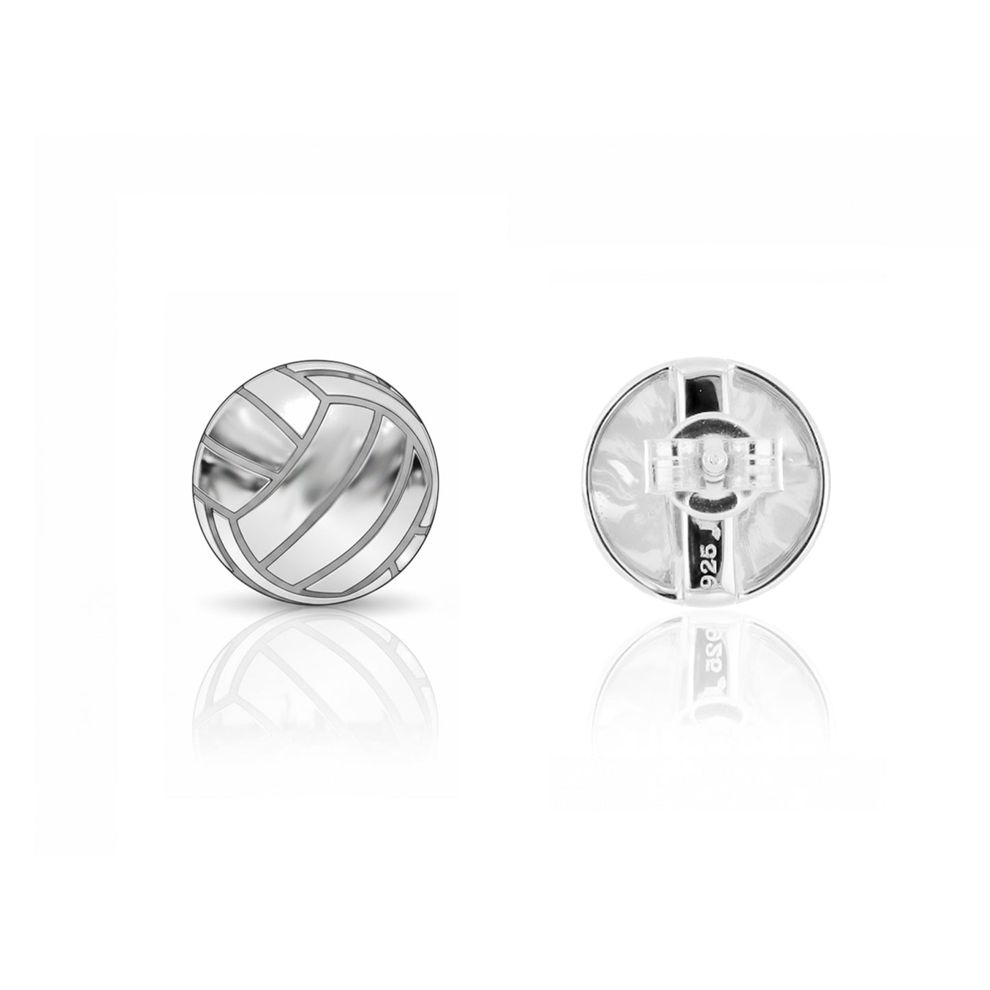 Volleyball - Volleyball Stud Earrings With Oxidized Detailing