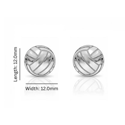 Volleyball - Volleyball Stud Earrings With Oxidized Detailing