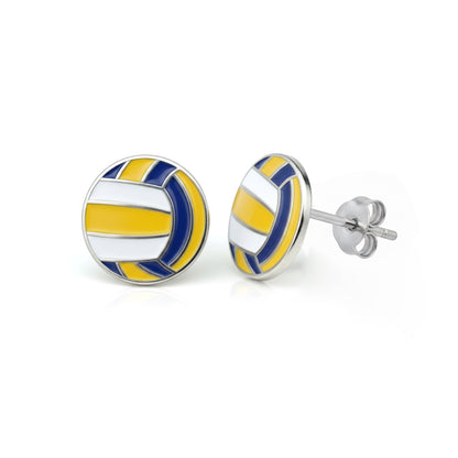 Volleyball - Volleyball Stud Earrings With Enamel Detailing
