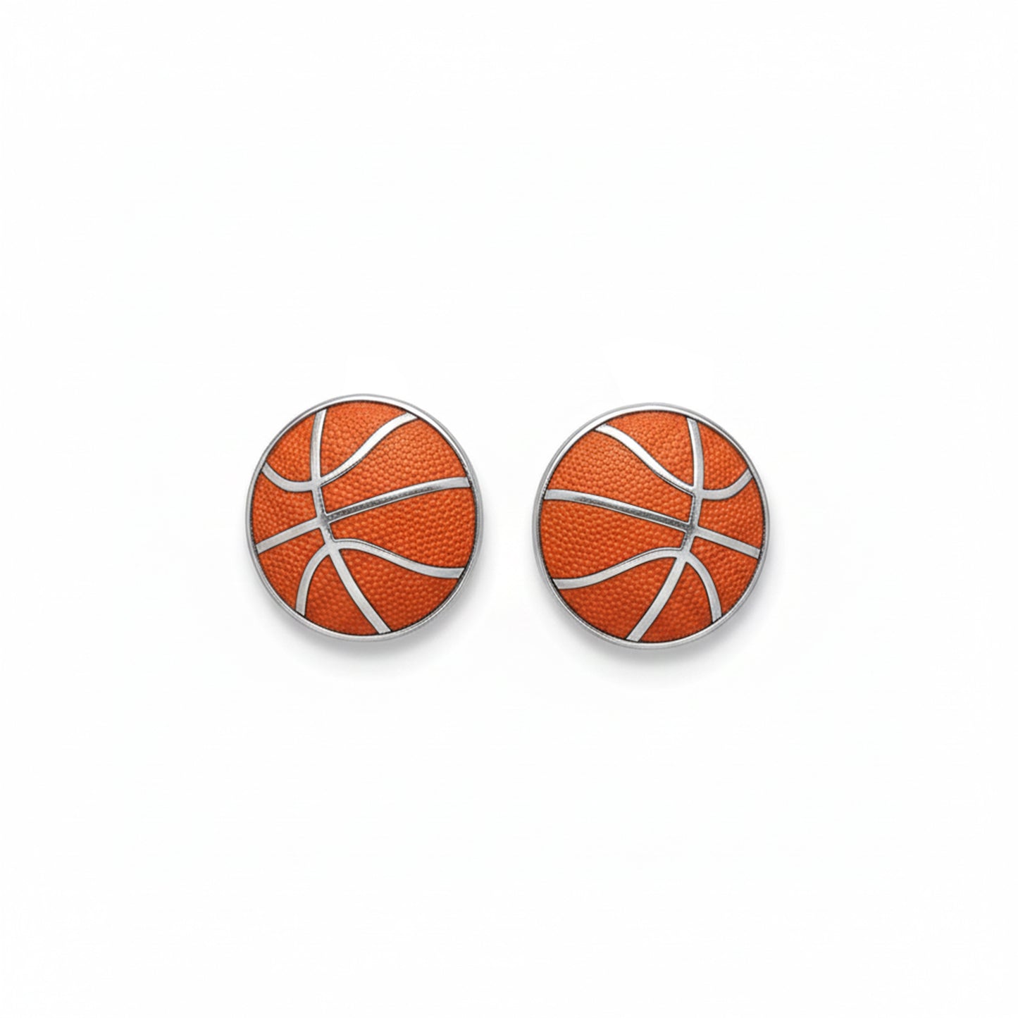 Basketball - Basketball Stud Earrings With Enamel Detailing