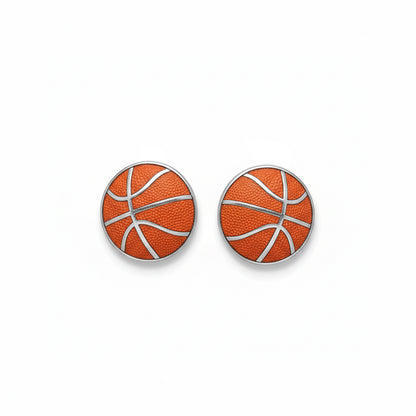 Basketball - Basketball Stud Earrings With Enamel Detailing