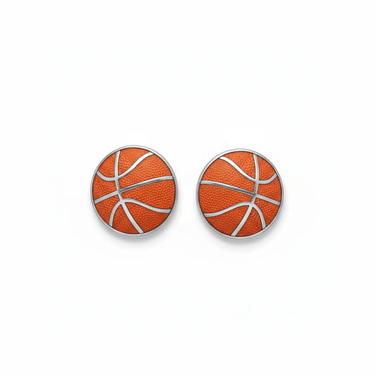 Basketball - Basketball Stud Earrings With Enamel Detailing