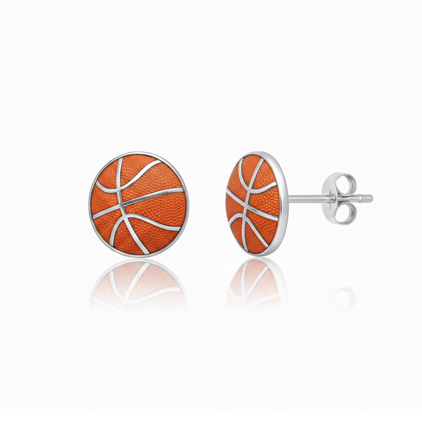 Basketball - Basketball Stud Earrings With Enamel Detailing