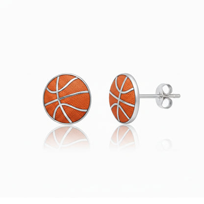 Basketball - Basketball Stud Earrings With Enamel Detailing