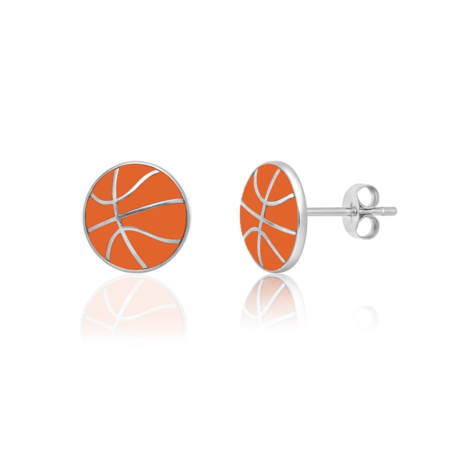 Basketball - Basketball Stud Earrings With Enamel Detailing