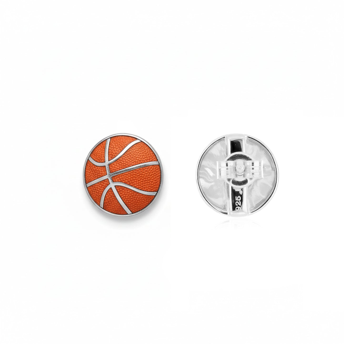 Basketball - Basketball Stud Earrings With Enamel Detailing