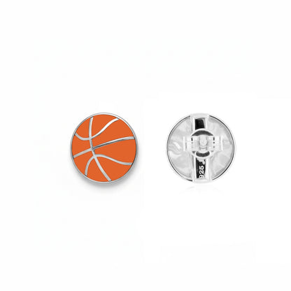 Basketball - Basketball Stud Earrings With Enamel Detailing