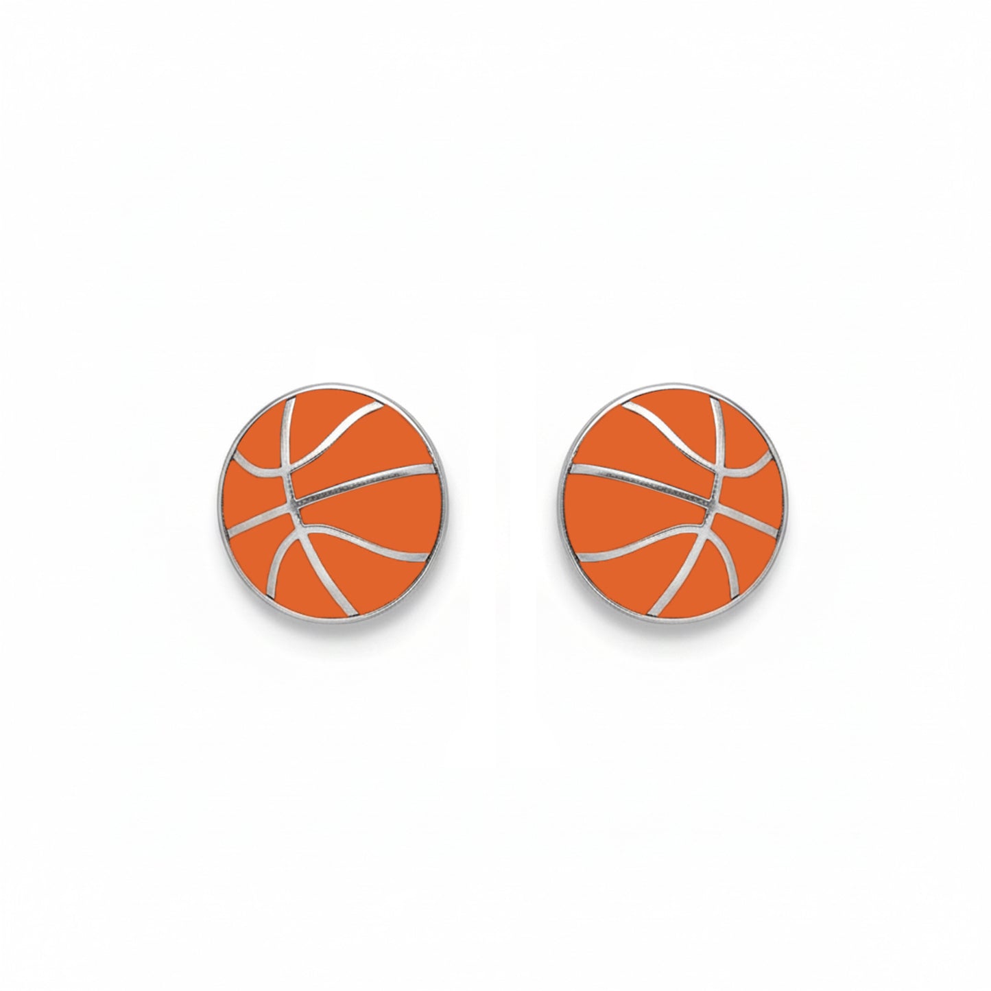 Basketball - Basketball Stud Earrings With Enamel Detailing
