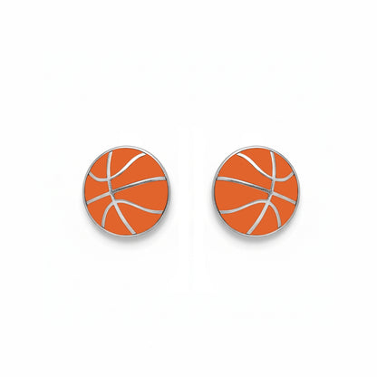 Basketball - Basketball Stud Earrings With Enamel Detailing