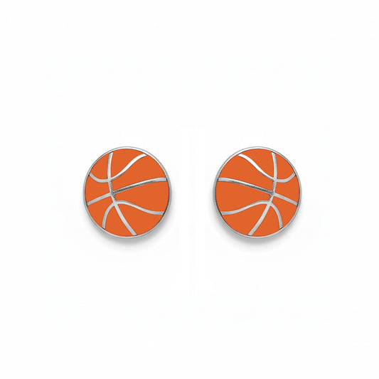 Basketball - Basketball Stud Earrings With Enamel Detailing