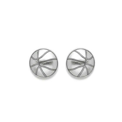 Basketball - Basketball Stud Earrings with oxidized detailing