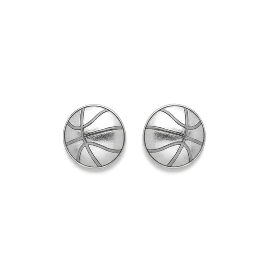 Basketball - Basketball Stud Earrings with oxidized detailing