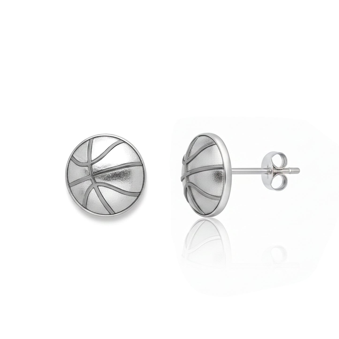 Basketball - Basketball Stud Earrings with oxidized detailing