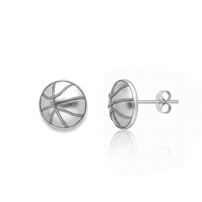 Basketball - Basketball Stud Earrings with oxidized detailing