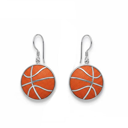 Basketball - Basketball Dangle Earrings with enamel detailing