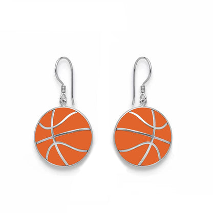 Basketball - Basketball Dangle Earrings with enamel detailing