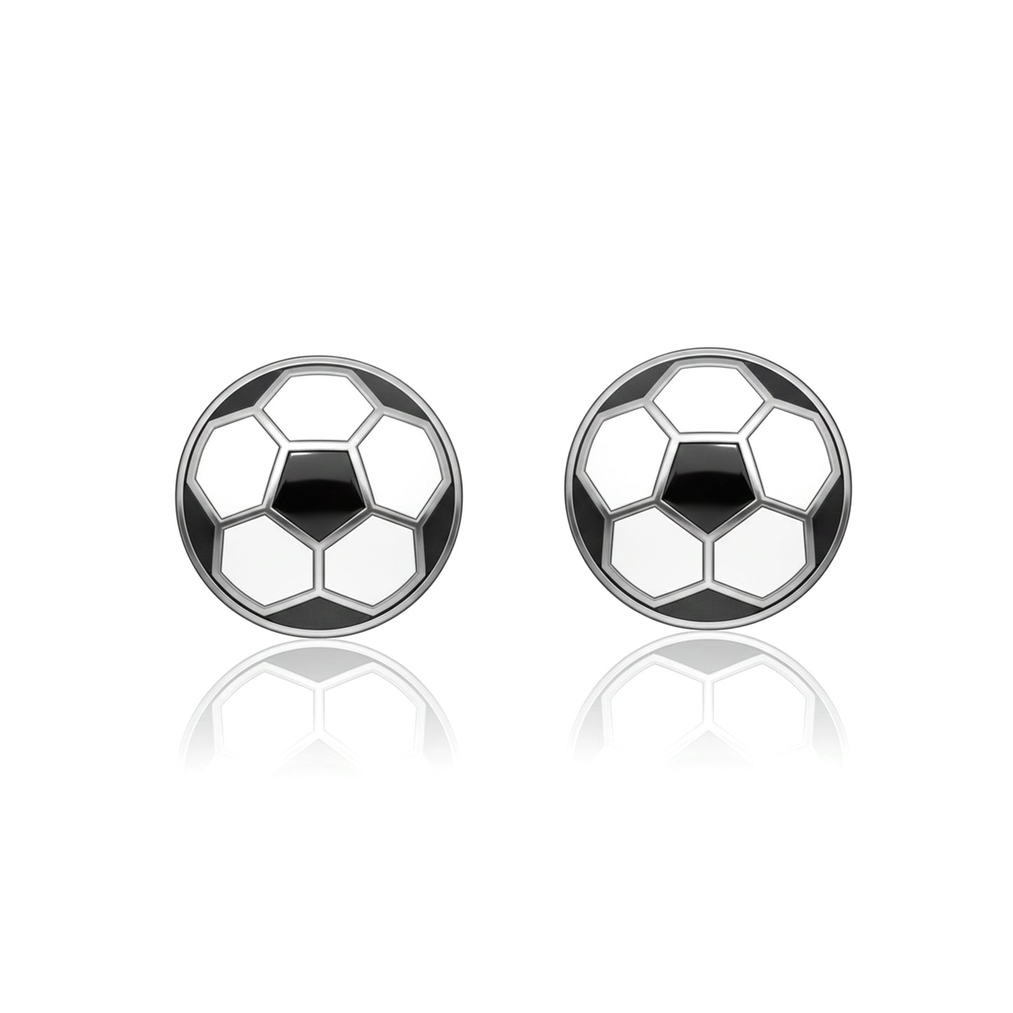Soccer - Soccer Stud Earrings With Enamel Detailing