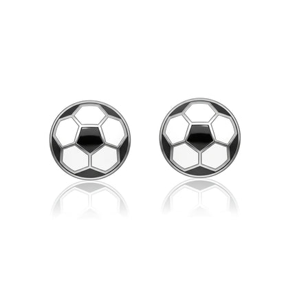 Soccer - Soccer Stud Earrings With Enamel Detailing