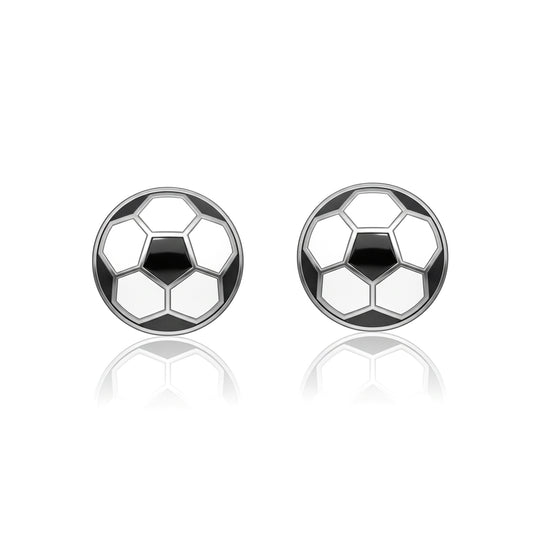 Soccer - Soccer Stud Earrings With Enamel Detailing