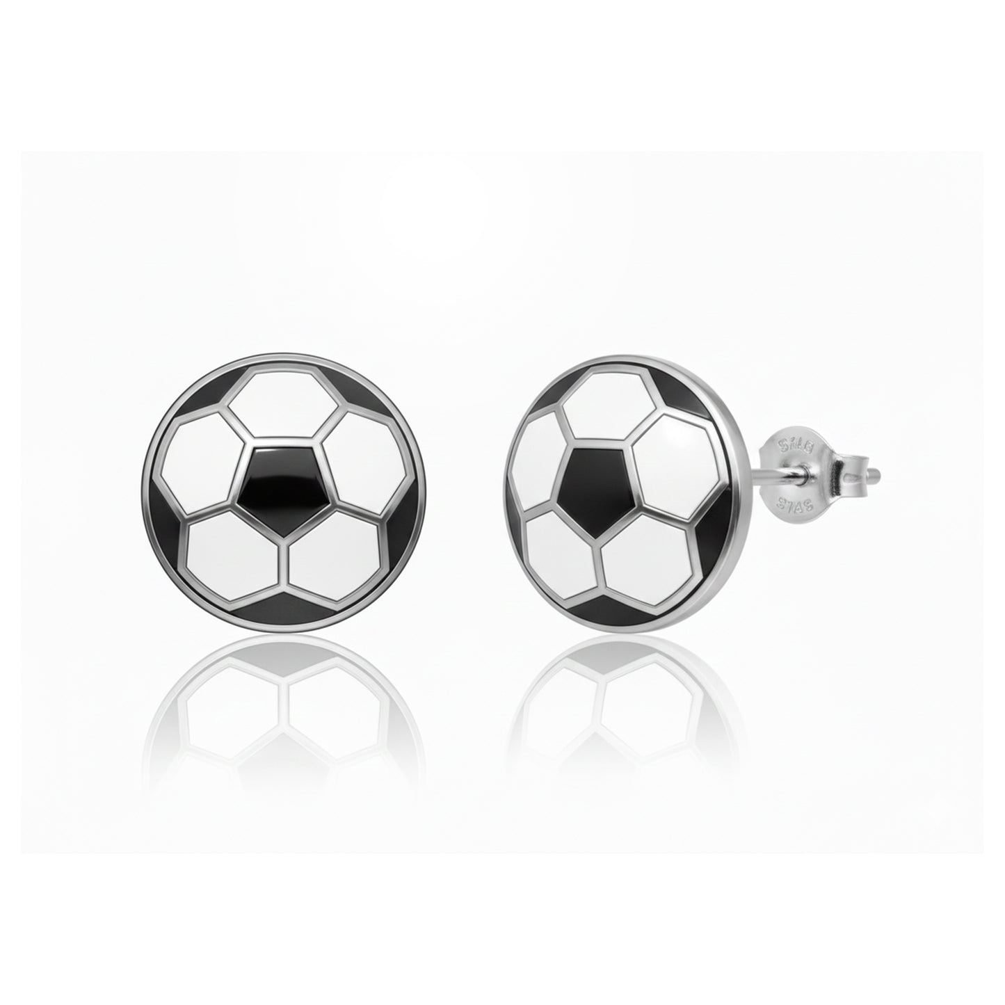 Soccer - Soccer Stud Earrings With Enamel Detailing