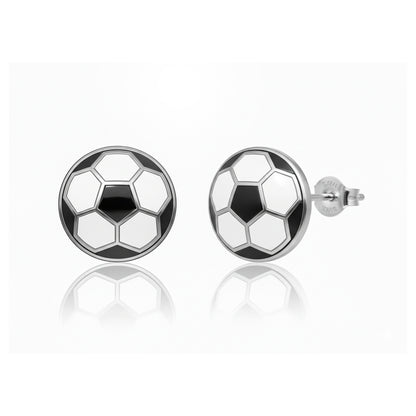 Soccer - Soccer Stud Earrings With Enamel Detailing