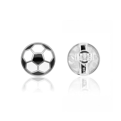 Soccer - Soccer Stud Earrings With Enamel Detailing