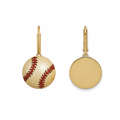 Softball - Softball Leaver back Earrings Gold Plated With Enamel Detailing