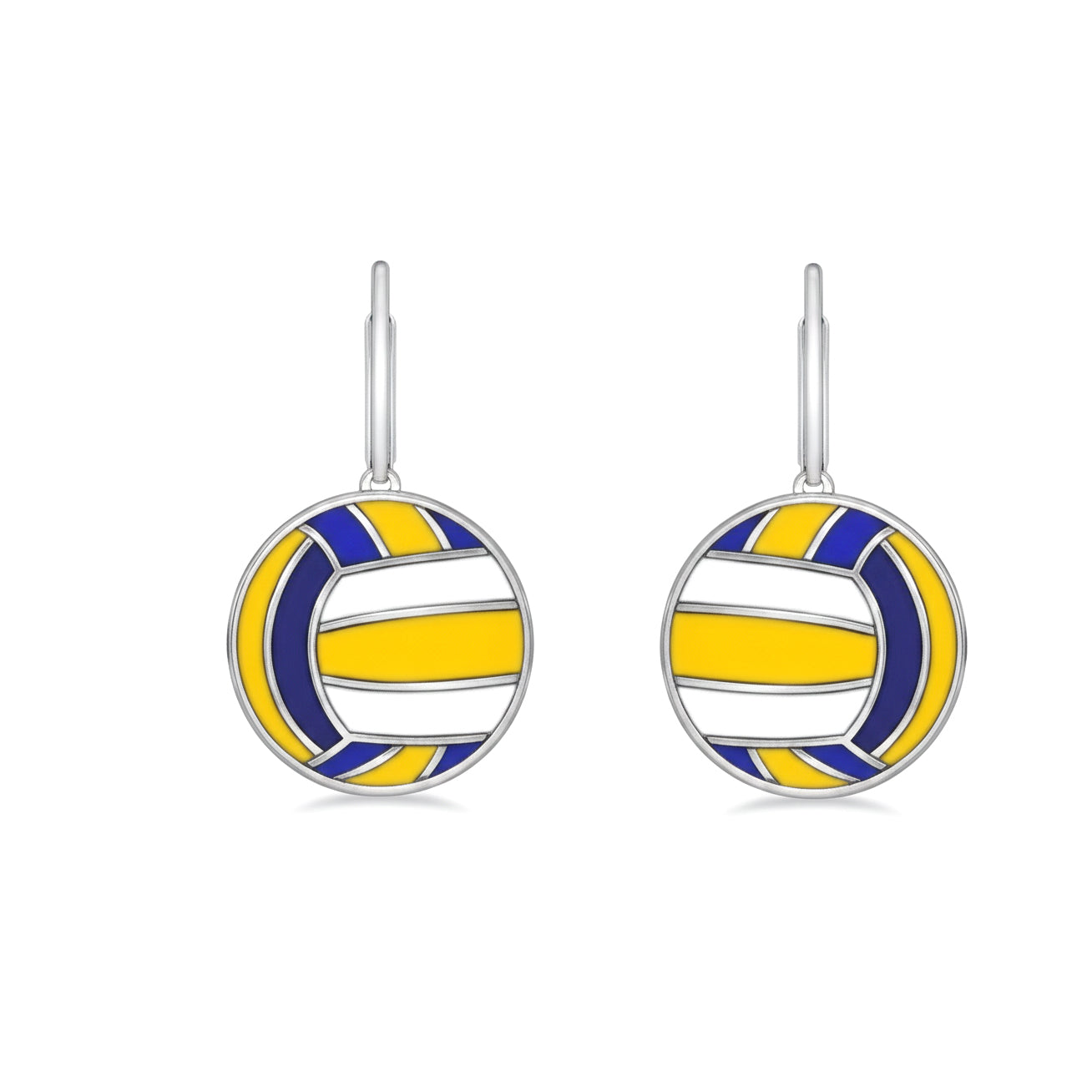 Volleyball - Volleyball Leaver back Earrings With Enamel Detailing