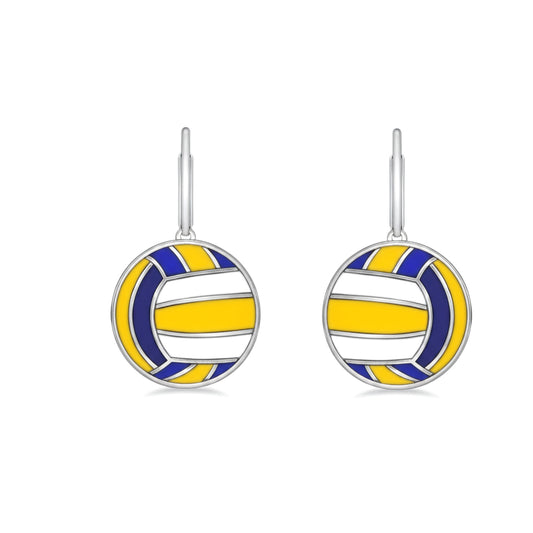Volleyball - Volleyball Leaver back Earrings With Enamel Detailing