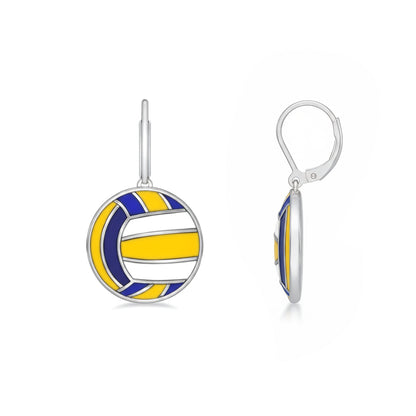 Volleyball - Volleyball Leaver back Earrings With Enamel Detailing