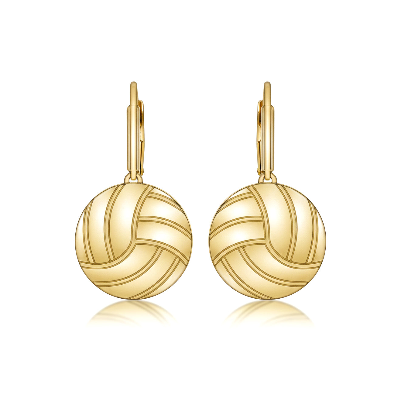 Volleyball - Volleyball Leaver back Earrings With Gold Plated Detailing
