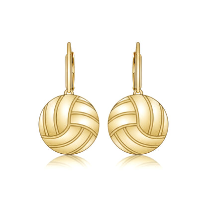 Volleyball - Volleyball Leaver back Earrings With Gold Plated Detailing
