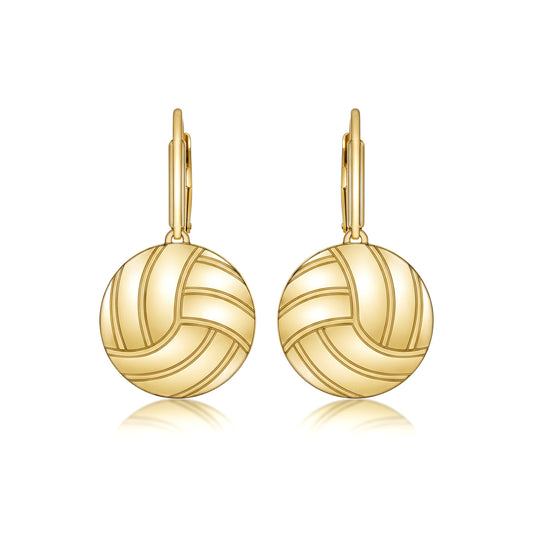 Volleyball - Volleyball Leaver back Earrings With Gold Plated Detailing