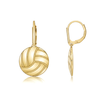 Volleyball - Volleyball Leaver back Earrings With Gold Plated Detailing