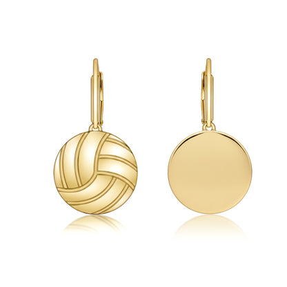 Volleyball - Volleyball Leaver back Earrings With Gold Plated Detailing