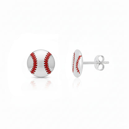 Baseball Stud Earrings With Texture Detailing