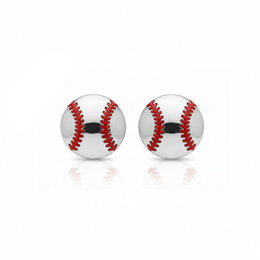 Baseball - Baseball Stud Earrings With Texture Detailing