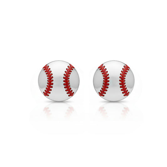 Baseball Stud Earrings With Texture Detailing