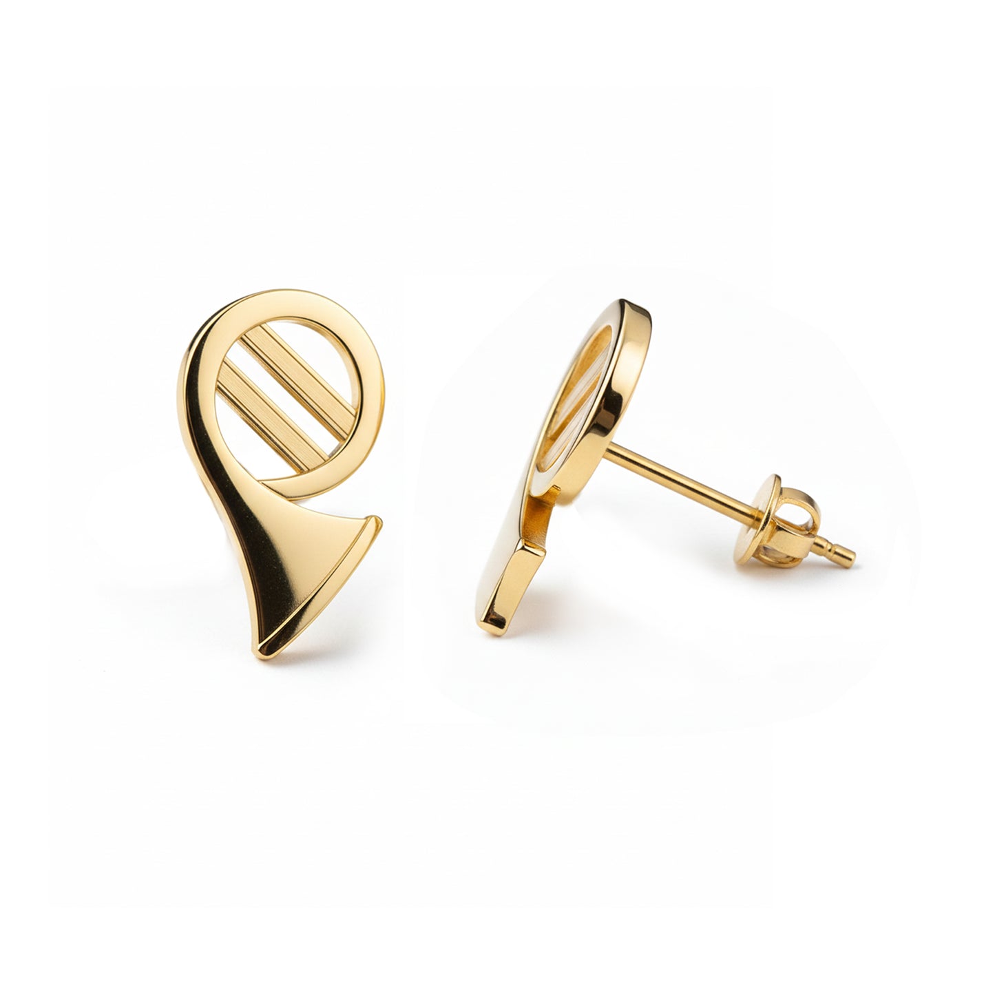 French Horn Stud Earrings: Music Lover