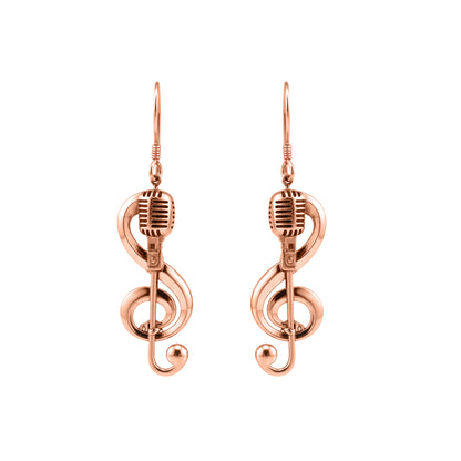 Treble Clef Microphone Dangle Earrings: Music Lover & Performer
