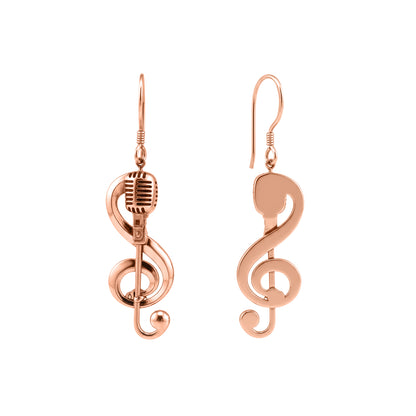 Treble Clef Microphone Dangle Earrings: Music Lover & Performer
