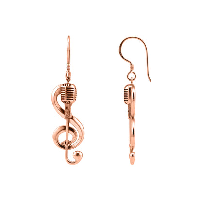 Treble Clef Microphone Dangle Earrings: Music Lover & Performer