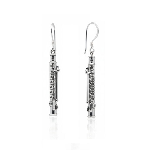 Flute Dangle Earrings: Music Lover & Flutist