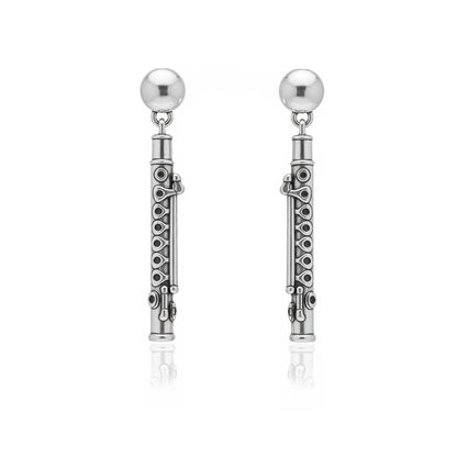 Flute Drop Stud Earrings: Music Lover & Flutist Elegance