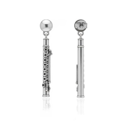 Flute Drop Stud Earrings: Music Lover & Flutist Elegance